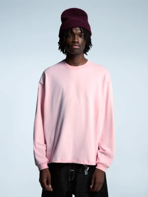 Bershka Koszulka Boxy Z Długim Rękawem Mężczyzna Różowy