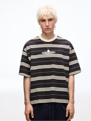 Bershka Koszulka Boxy Z Krótkim Rękawem I Nadrukiem Mężczyzna Ciemnoszary