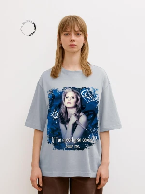 Bershka Koszulka Buffy The Vampire Slayer Z Krótkim Rękawem Kobieta Wyblakły Niebieski