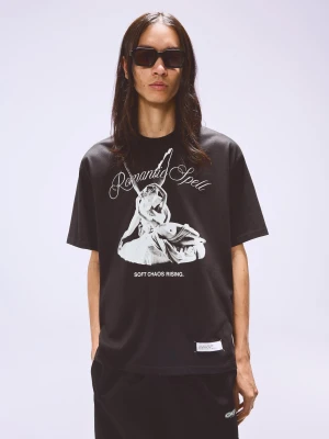 Bershka Koszulka Cupid And Psyche Z Krótkim Rękawem I Nadrukiem Mężczyzna Czarny