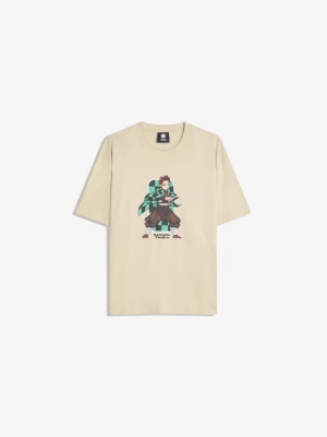 Bershka Koszulka Demon Slayer Z Krótkim Rękawem Mężczyzna Wielbłądzi
