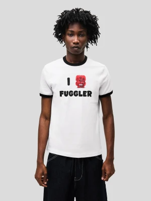 Bershka Koszulka Fugglers Z Krótkim Rękawem I Nadrukiem Mężczyzna Biały Złamany
