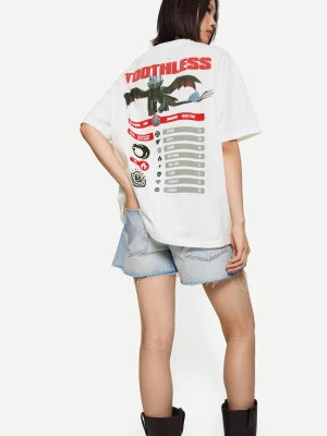Bershka Koszulka Jak Wytresować Smoka Z Krótkim Rękawem Kobieta Biały Złamany