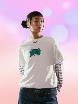 Bershka Koszulka Kpop Demon Hunters Huntr/X Z Krótkim Rękawem I Nadrukiem Kobieta Biały Złamany