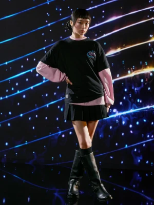 Bershka Koszulka Kpop Demon Hunters Saja Boys Z Krótkim Rękawem I Nadrukiem Z Filtrem Cyfrowym Kobieta Czarny