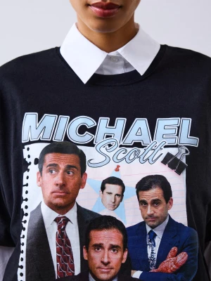 Bershka Koszulka Michael The Office Z Krótkim Rękawem Kobieta Czarny