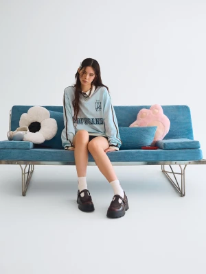 Bershka Koszulka Mofusand Z Długim Rękawem I Nadrukiem Kobieta Jasnoniebieski