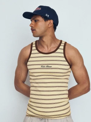 Zdjęcie produktu Bershka Koszulka Na Ramiączkach Rib W Kontrastowe Paski Mężczyzna Żółty