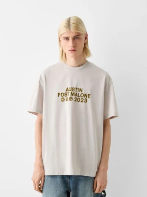 Bershka Koszulka O Kwadratowym Kroju Z Krótkim Rękawem I Nadrukiem Posta Malone'a Mężczyzna Wielbłądzi