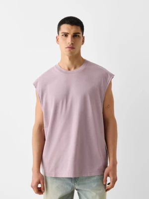 Bershka Koszulka Oversize Bez Rękawów Mężczyzna Fioletowy
