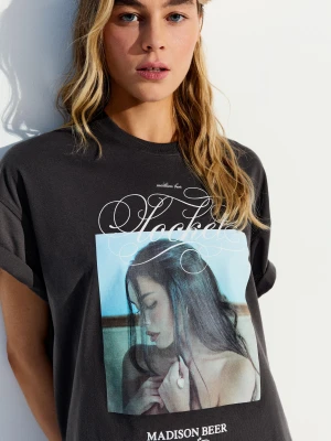 Zdjęcie produktu Bershka Koszulka Oversize Madison Beer Kobieta Szary