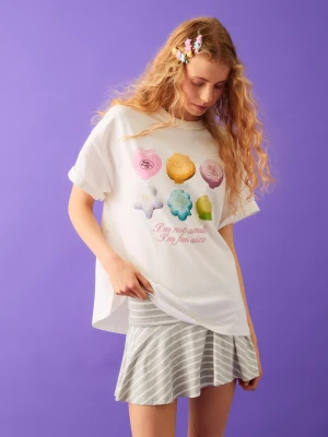 Zdjęcie produktu Bershka Koszulka Oversize Polly Pocket Kobieta Biały Złamany