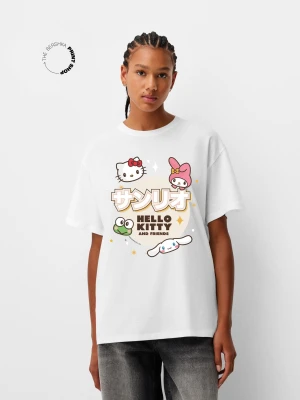 Bershka Koszulka Oversize Z Krótkim Rękawem Hello Kitty I Przyjaciele Kobieta Biały Złamany