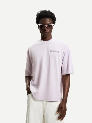 Bershka Koszulka Oversize Z Krótkim Rękawem I Nadrukiem Mężczyzna Fioletowy