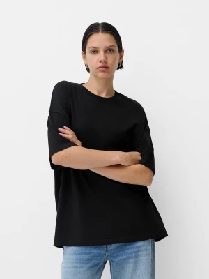 Bershka Koszulka Oversize Z Krótkim Rękawem Kobieta Czarny