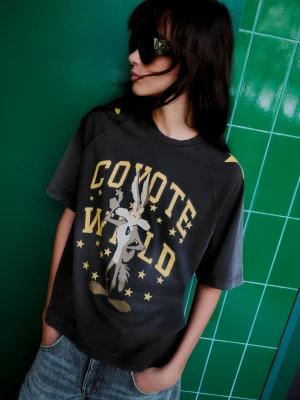 Bershka Koszulka Oversize Z Krótkim Rękawem Looney Tunes Kobieta Szary