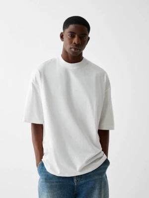 Bershka Koszulka Oversize Z Krótkim Rękawem Mężczyzna Biały
