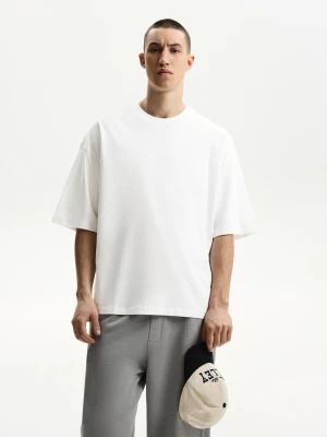 Bershka Koszulka Oversize Z Krótkim Rękawem Mężczyzna Biały