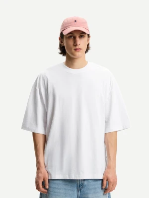 Bershka Koszulka Oversize Z Krótkim Rękawem Mężczyzna Biały