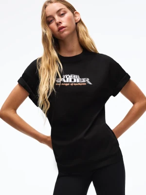 Zdjęcie produktu Bershka Koszulka Oversize Z Nadrukiem Tomb Raider Kobieta Czarny