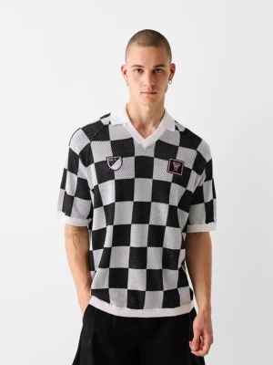 Bershka Koszulka Polo W Kratkę Inter Miami Cf Mężczyzna Czarny