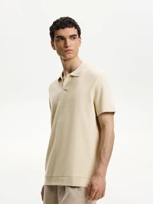 Bershka Koszulka Polo Z Fakturą Mężczyzna Wielbłądzi