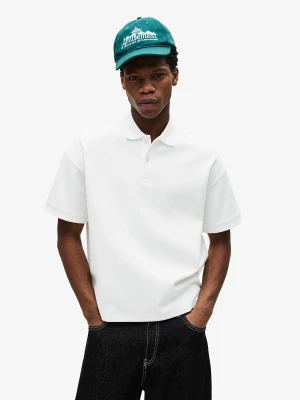 Bershka Koszulka Polo Z Krótkim Rękawem Mężczyzna Biały Złamany