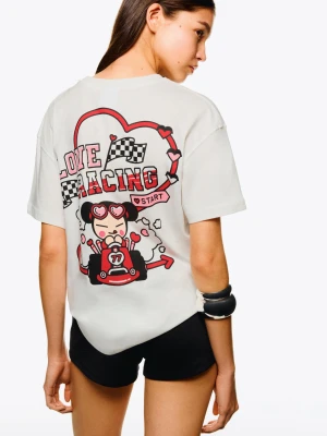 Bershka Koszulka Pucca Z Krótkim Rękawem Kobieta Biały