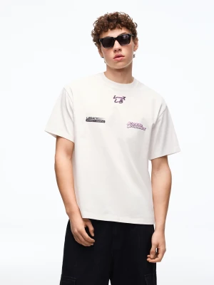 Bershka Koszulka Relax Fit Fast & Furious Mężczyzna Biały