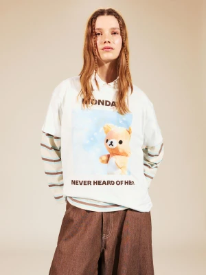 Zdjęcie produktu Bershka Koszulka Rilakkuma Z Krótkim Rękawem I Nadrukiem Kobieta Biały Złamany