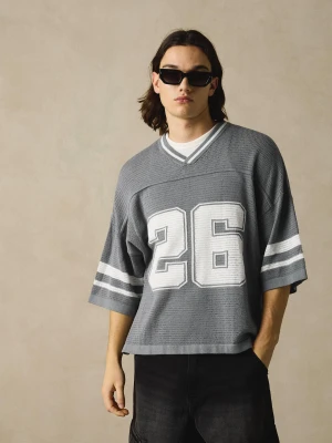 Bershka Koszulka Sportowa Z Krótkim Rękawem I Nadrukiem Mężczyzna Szary