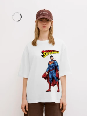 Bershka Koszulka Superman Z Krótkim Rękawem Kobieta Biały Złamany