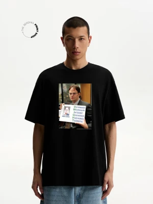 Bershka Koszulka The Office Z Krótkim Rękawem Mężczyzna Czarny