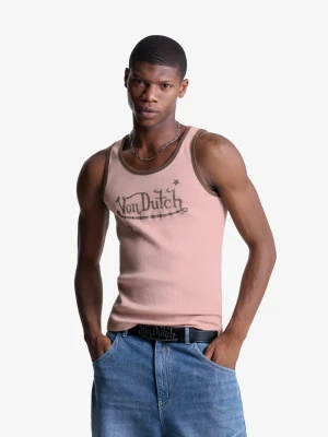 Bershka Koszulka Von Dutch Na Ramiączkach Z Nadrukiem Rib Mężczyzna Różowy