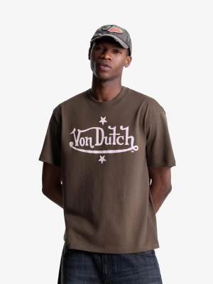 Bershka Koszulka Von Dutch Z Krótkim Rękawem I Nadrukiem Mężczyzna Brązowy