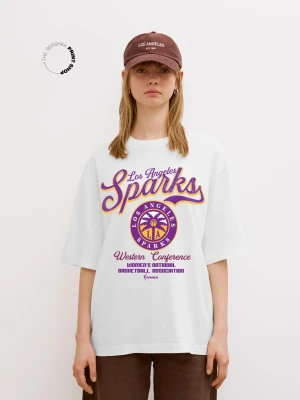 Bershka Koszulka Wnba Los Angeles Sparks Z Krótkim Rękawem Kobieta Biały Złamany
