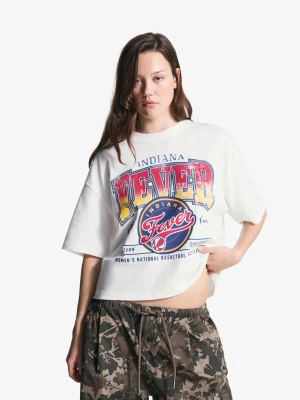 Bershka Koszulka Wnba Oversize Z Krótkim Rękawem Kobieta Biały