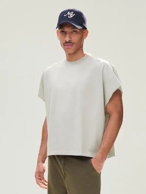 Bershka Koszulka Worker Oversize Z Nadrukiem Mężczyzna Popielaty