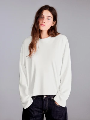 Bershka Koszulka Z Długim Rękawem Boxy Kobieta Biały Złamany
