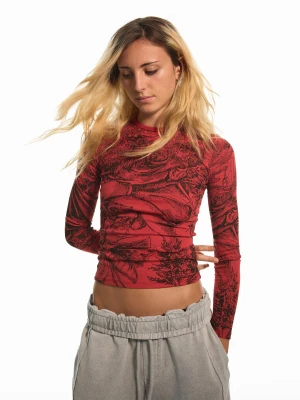 Bershka Koszulka Z Długim Rękawem Fitted Aries X Bershka Kobieta Czerwony