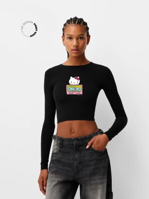 Zdjęcie produktu Bershka Koszulka Z Długim Rękawem Hello Kitty I Przyjaciele Kobieta Czarny