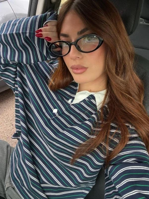 Bershka Koszulka Z Długim Rękawem I Kołnierzykiem Typu Polo Kobieta Granatowy