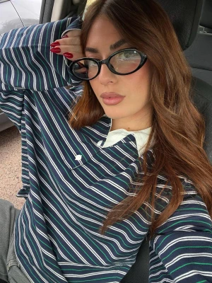 Bershka Koszulka Z Długim Rękawem I Kołnierzykiem Typu Polo Kobieta Granatowy