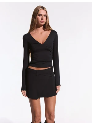 Zdjęcie produktu Bershka Koszulka Z Długim Rękawem I Marszczeniami Kobieta Czarny
