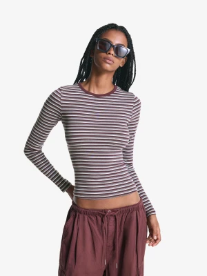 Bershka Koszulka Z Długim Rękawem Kobieta Bordowy
