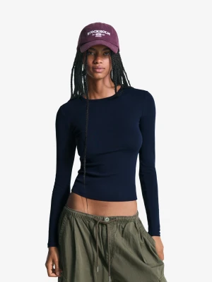 Bershka Koszulka Z Długim Rękawem Kobieta Granatowy