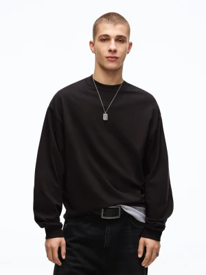 Bershka Koszulka Z Długim Rękawem Typu Heavy Mężczyzna Czarny