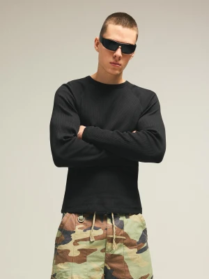 Bershka Koszulka Z Długim Rękawem O Kroju Slim Mężczyzna Czarny