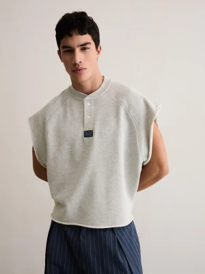 Bershka Koszulka Z Dzianiny Dresowej O Kroju Worker Fit Mężczyzna Szary