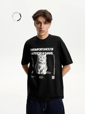Bershka Koszulka Z Krótkim Rękawem Bershka Wearable Art Mężczyzna Czarny